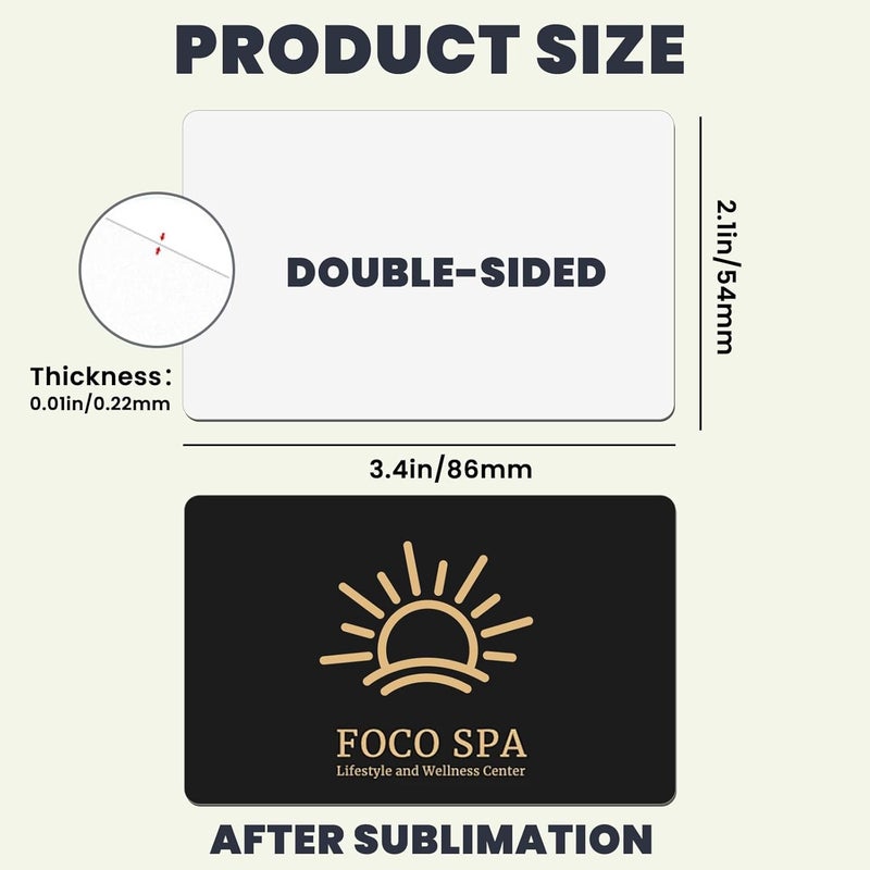 AceSubli 100 PCS Sublimation Business Card Blanks Bulk Metal Double Sided Aluminum Sublimation Card Blanks for Business Photo ID Badge Gifts 3.4 x 2.1 x 0.01 Inch - Image 2